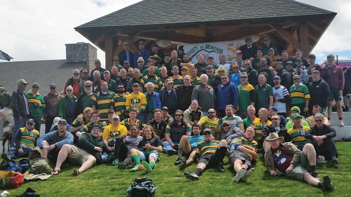 Rugby club members and alumni gather