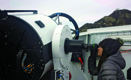 UM student researcher Chantanelle Nava uses UM’s 0.7-meter telescope at Mount Hopkins, Ariz., during testing.