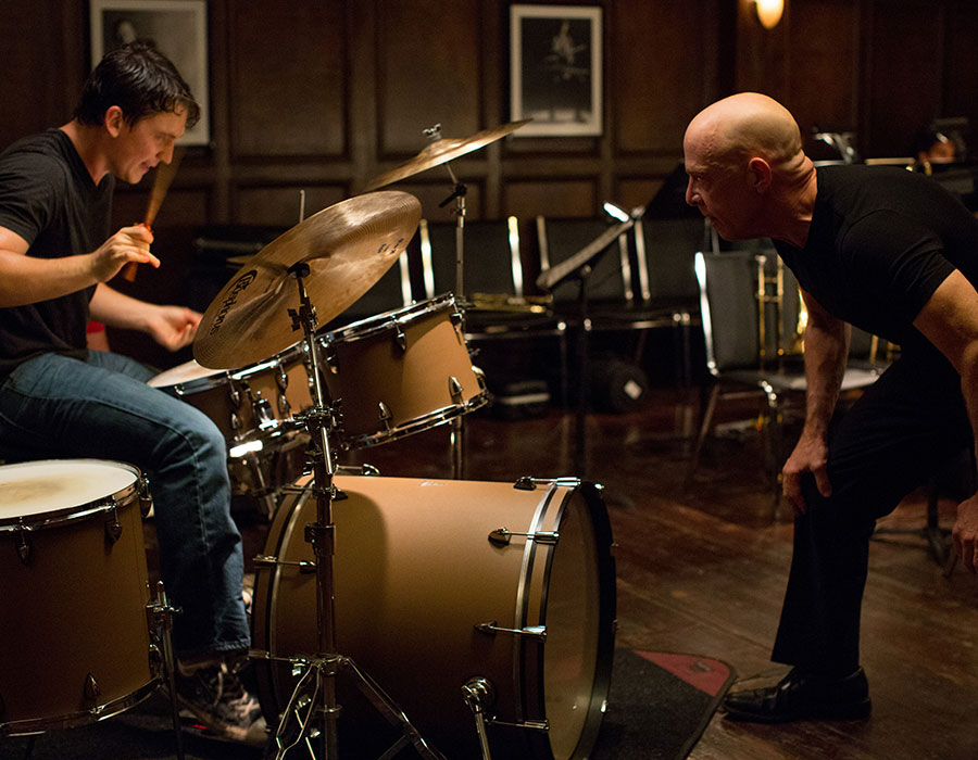 J.K. Simmons and Miles Teller in a scene from Whiplash (2014). Photo courtesy of Sony Pictures Classics.