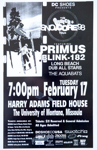 Primus and Blink 182 1998 Concert Poster