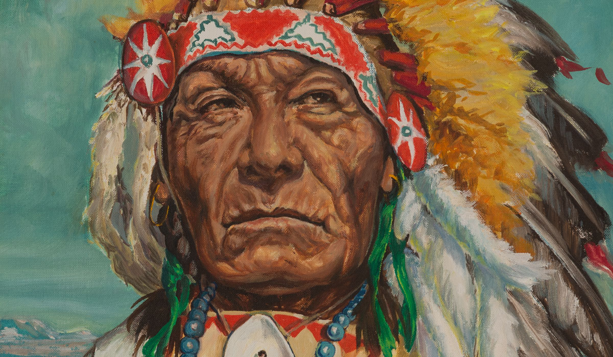 Lochrie: Elizabeth Tangye Lochrie (American, 1890-1981) Chief Dewey Beard or Iron Hail, 1965, oil on canvas, 20¼ x 16 inches, Montana Institute of the Arts Collection. (Photos of artwork courtesy of the Montana Museum of Art & Culture)