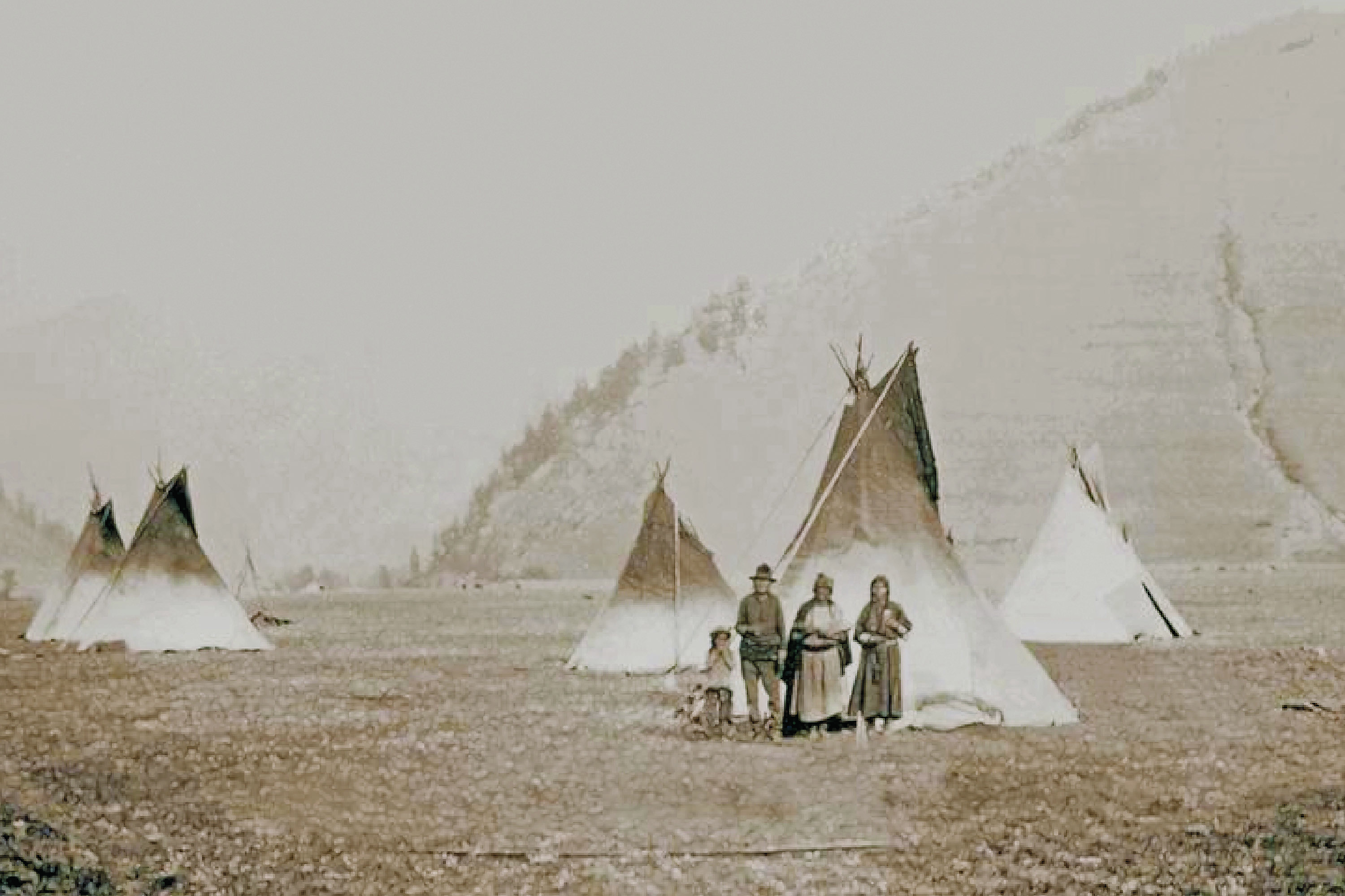 Salish encampment on land that is now UM campus, circa 1900.