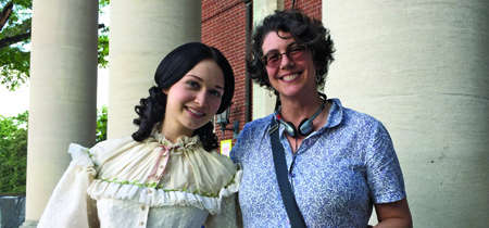 UM history Professor Anya Jabour poses with Hannah James, who plays Emma Green in the new PBS Civil War drama Mercy Street. Jabour served as a historical consultant for the series, which premieres in January. (Photo courtesy of Anya Jabour)