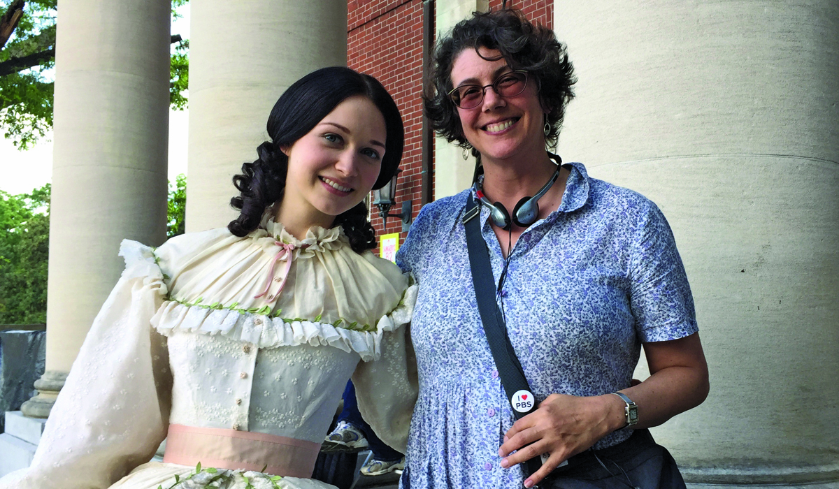 UM history Professor Anya Jabour poses with Hannah James, who plays Emma Green in the new PBS Civil War drama Mercy Street. Jabour served as a historical consultant for the series, which premieres in January. (Photo courtesy of Anya Jabour)