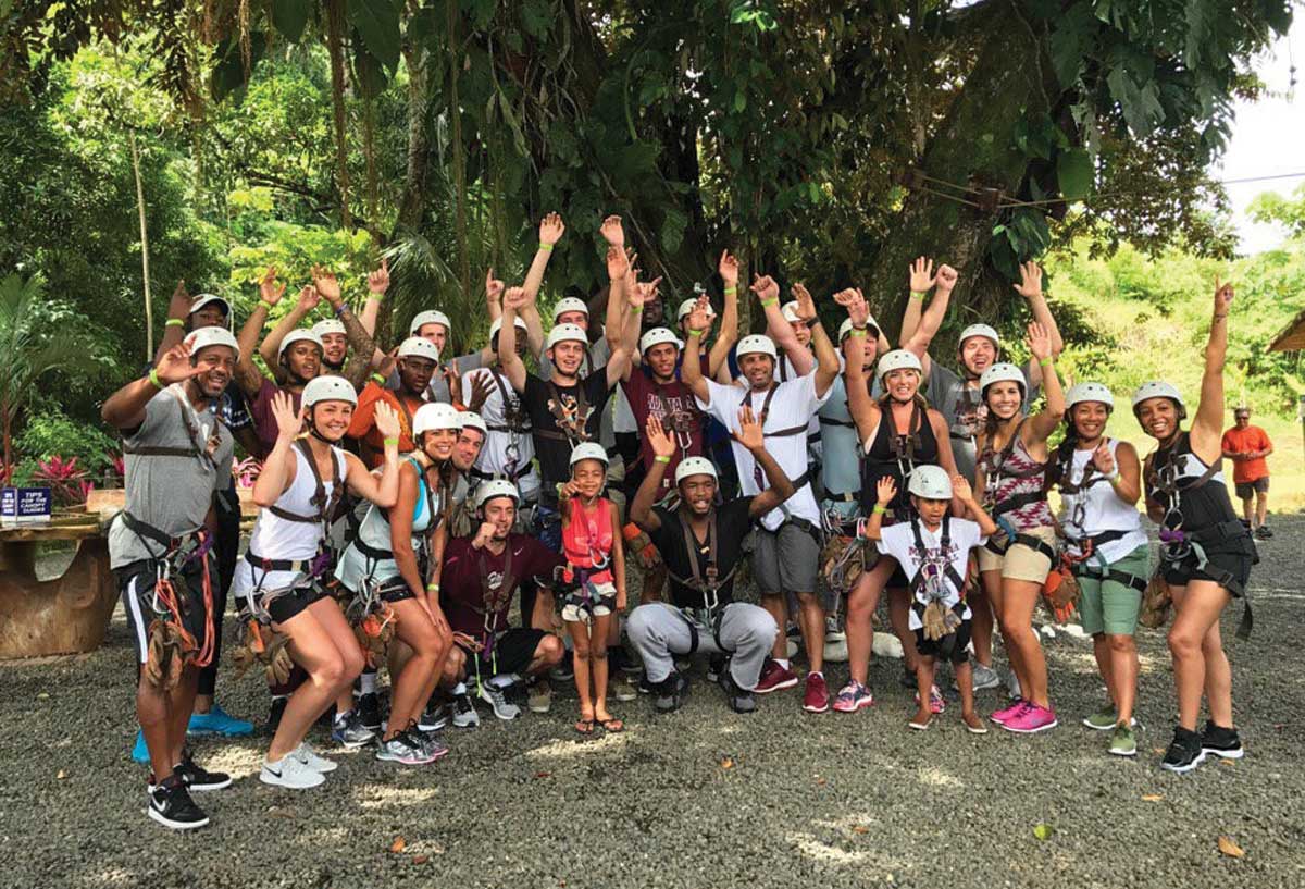 The Griz pose for a picture after ziplining in Costa Rica.