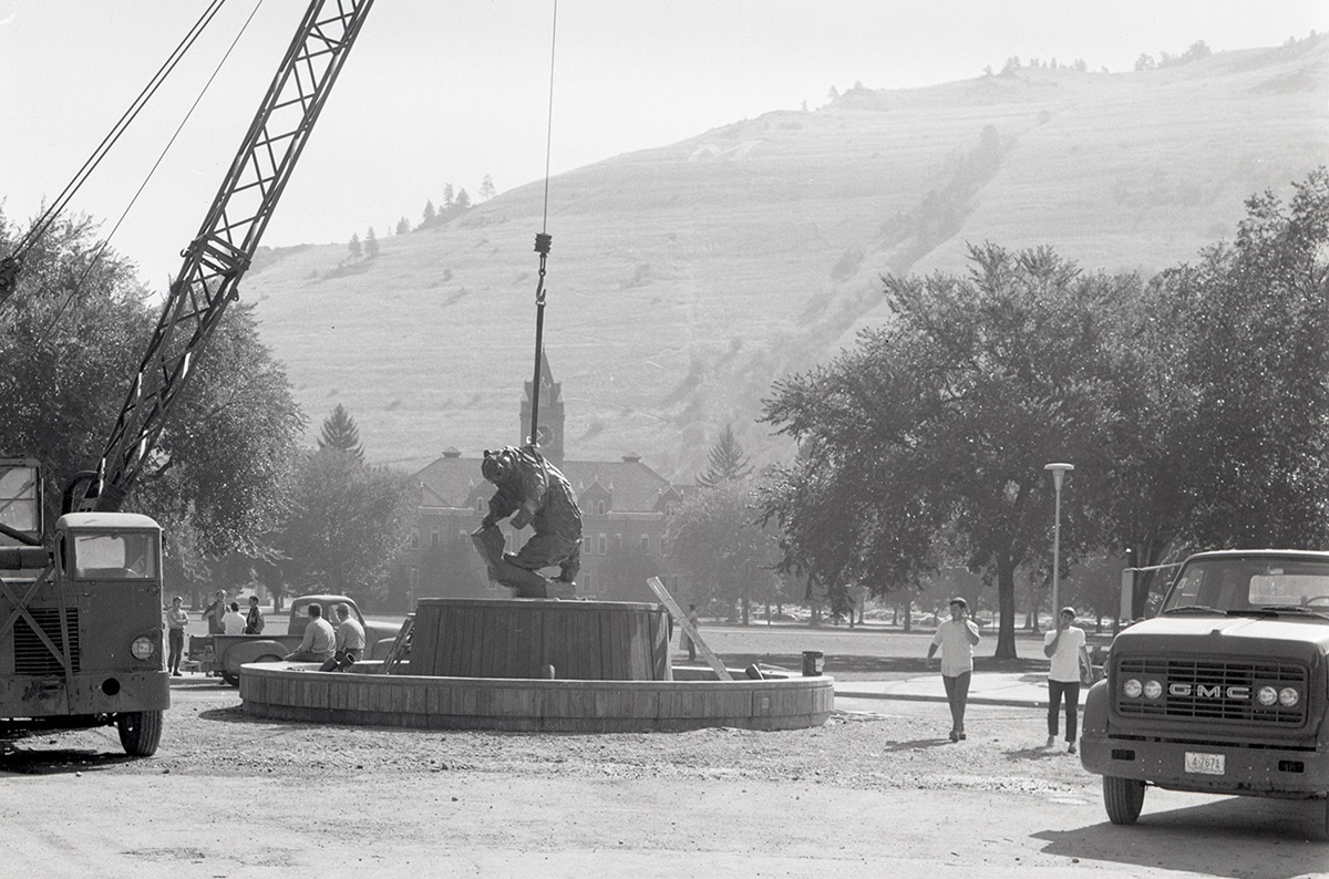 In 1969, Rudy Autio's famous Grizzly Bear statue was installed on the UM campus.
