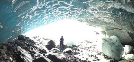 Lee-Gray Boze ’07 explores the interior of a glacier