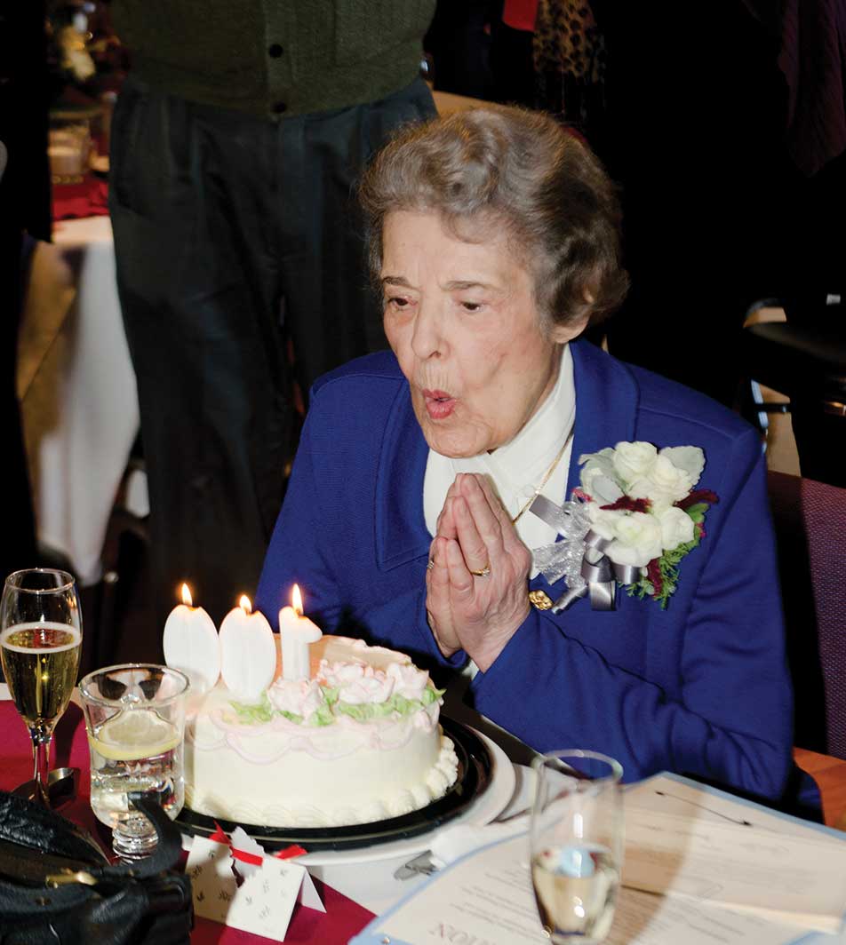 Lommasson at her 100th birthday party at UM