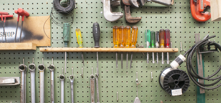 Picture of a pegboard and tools 