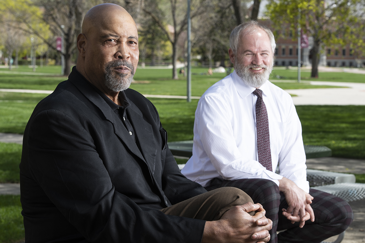 Tobin Miller Shearer, director of UM's African-American Studies Department sits with Murray Pierce, friend and mentor to Shearer, and UM's multicultural affairs director.