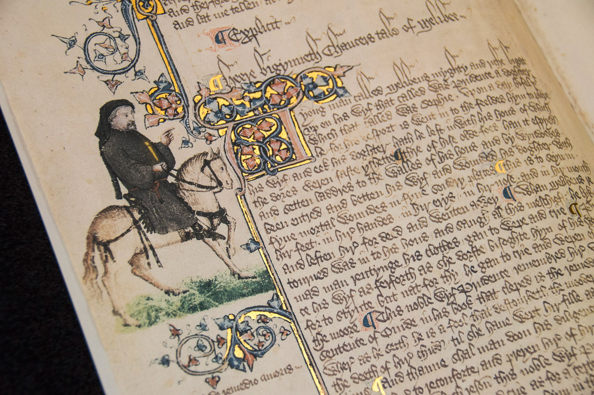 Real gold leaf was used in the illustrations of the Ellesmere Manuscript facsimile.