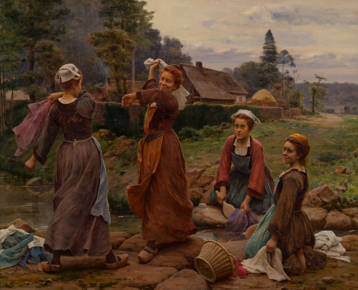 César Pattein (French, 1850-1931), Doing the Wash, 1905, oil on canvas, 26¾ x 33¼ inches, donated by Dr. Caroline McGill