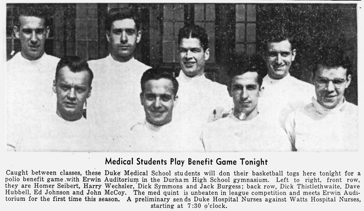 The Duke University School of Medicine basketball team (Durham Morning Herald)