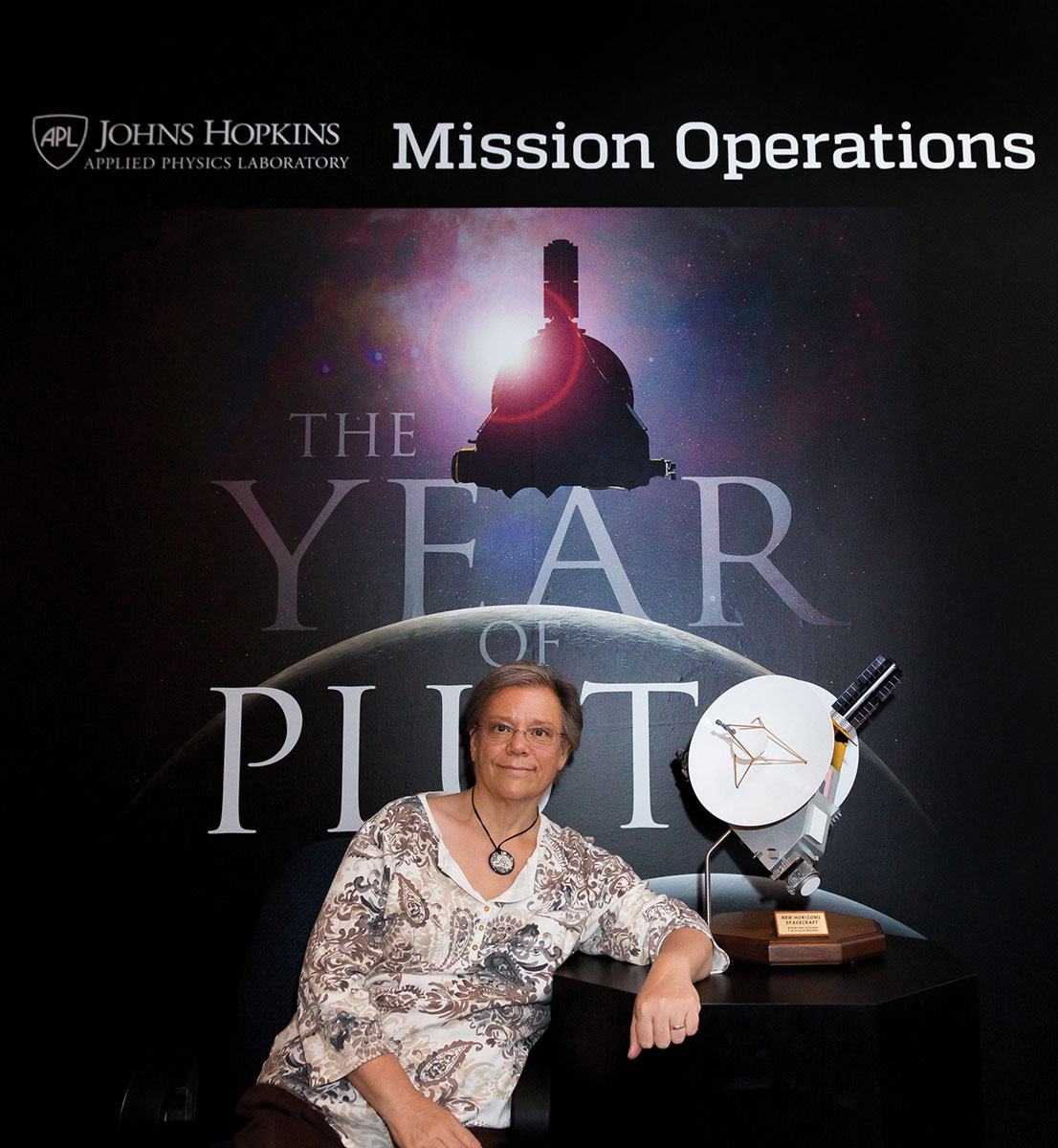 Helen Hart sits in the New Horizons’ Mission Operations Situation Room, located at the Johns Hopkins Applied Physics Laboratory in Maryland.