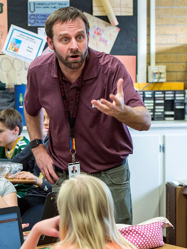 Kelly Elder, the 2017 Montana Teacher of the Year, teaches a social studies lesson at C.R. Anderson Middle School in Helena.