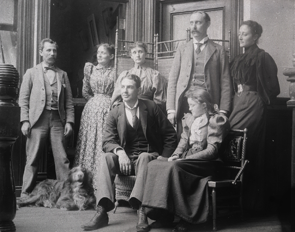 UM’s first graduates. Eloise Knowles stands third from left and Ella Robb Glenny stands at the far right. Glenny’s husband stand next to her. The other individuals in the photograph are not identified.  Photo courtesy of UM Archives and Special Collections.